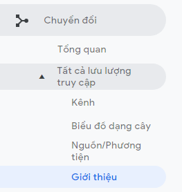 Điều hướng đến các giới thiệu trong Google Analytics.