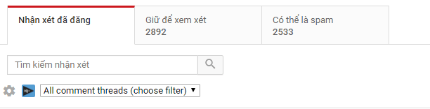 Đồng thời kiểm tra các nhận xét của YouTube về các tab Được đánh giá và có khả năng Spam.