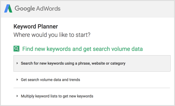 Tìm kiếm từ khóa trên google keyword planner